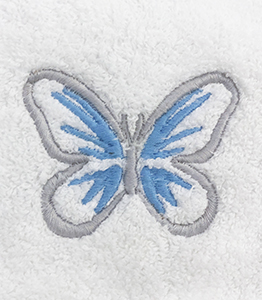 Blue Embroidered Butterfly Towel